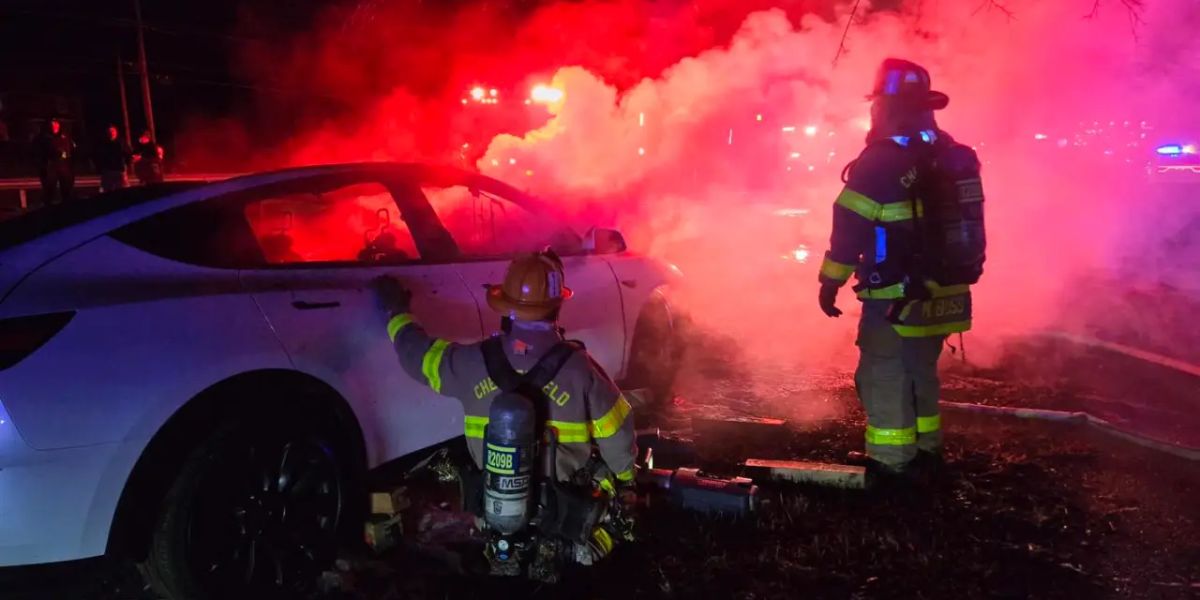 Person Hurt as Tesla Crashes and Catches Fire Near Hull Street Road, Chesterfield Police Say