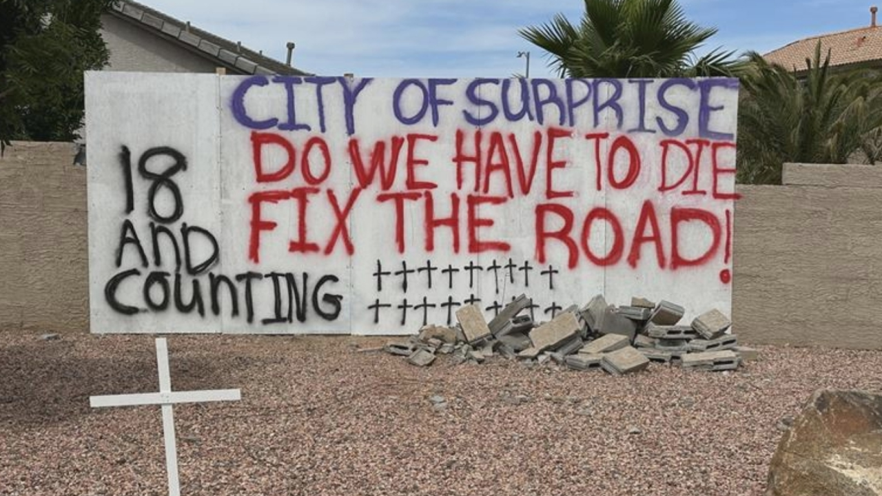 Surprise Family's Bold Sign Prompts City to Address Dangerous Road Conditions