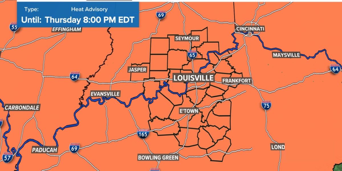 Kentucky Under Heat Advisory as Heat Index Tops 105°F Through Thursday