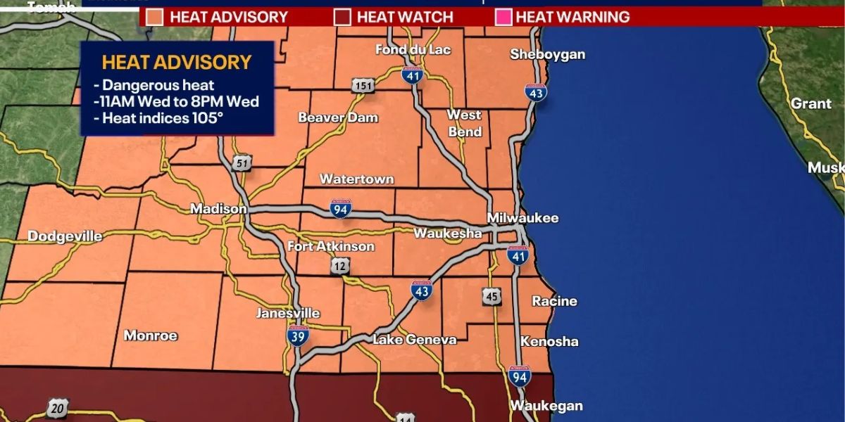 Milwaukee Weather Alert Oppressive Heat Index Over 100°F Through Thursday