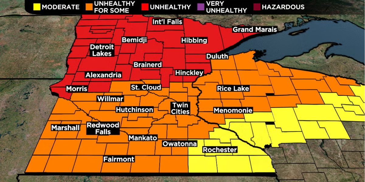 Unhealthy Air Quality in Minnesota Wildfire Smoke Lingers Until 11 p.m. Friday